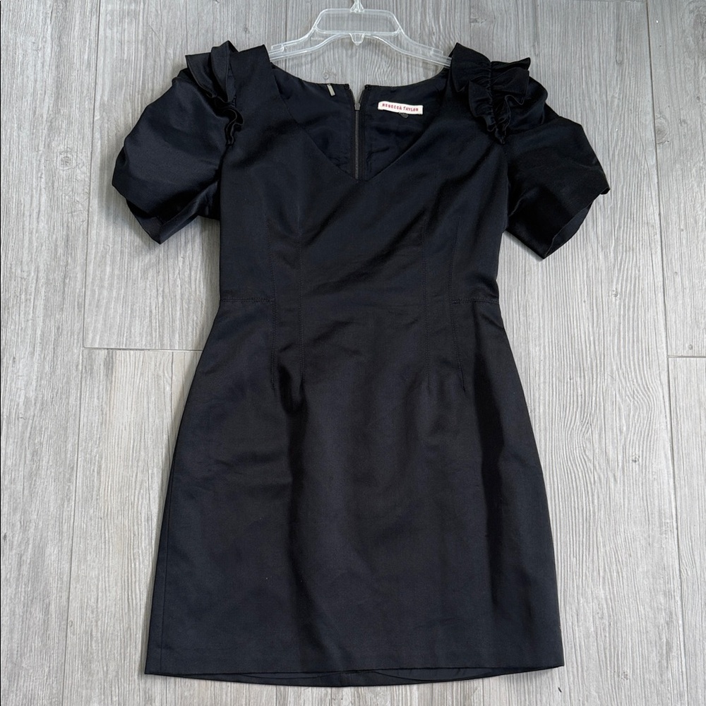 Rebecca Taylor Black Puff-Sleeve Mini Dress